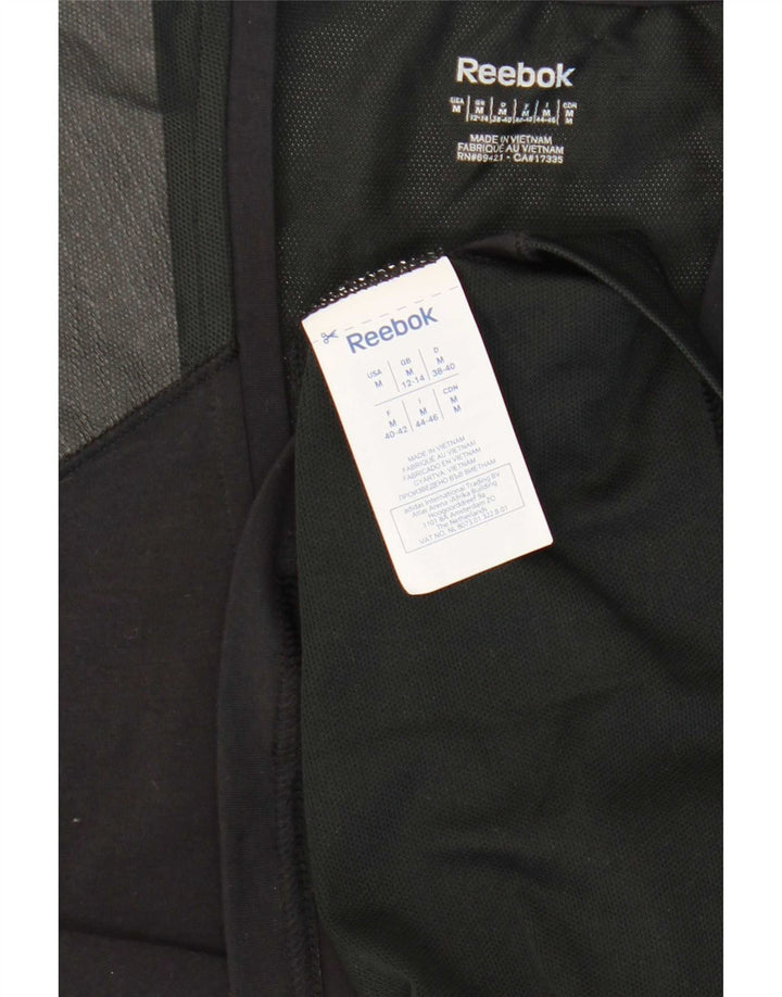 Reebok Womens Vest Top UK 12/14 Médio Preto Colorblock Algodão
