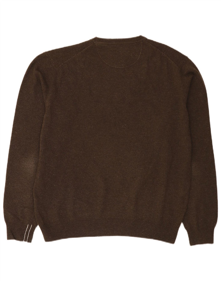 Suéter masculino Marlboro Classics com gola redonda XL lã marrom
