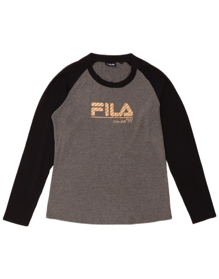 Fila Mens Gráfico Top Manga Longa IT 52 Grande Cinza