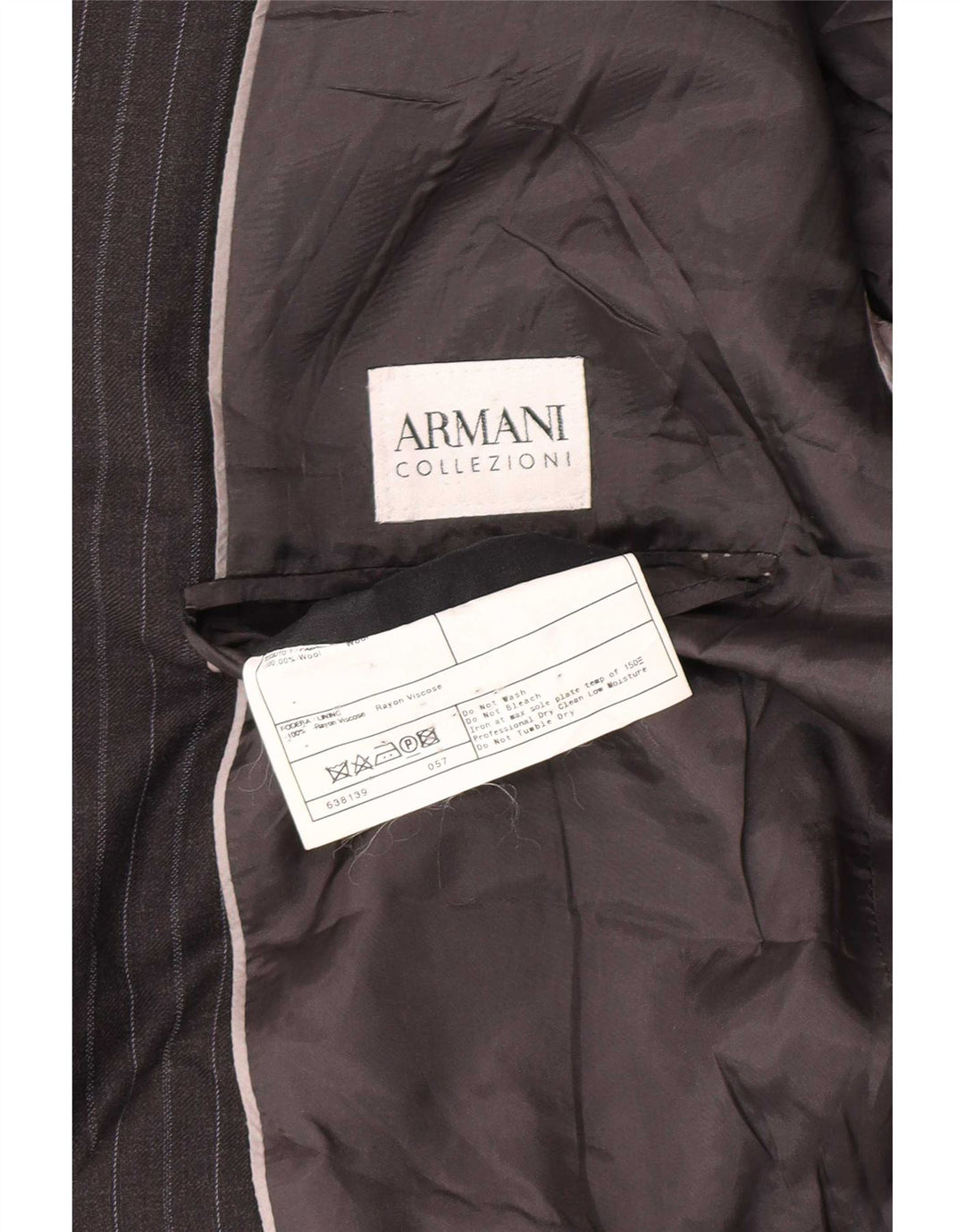 Jaqueta blazer masculina Armani Collezioni com 2 botões IT 52 XL cinza risca de giz lã