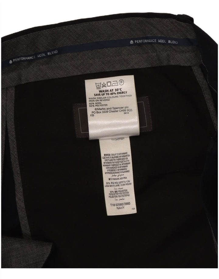 Calça masculina Marks & Spencer Pegged Regular Fit W34 L33 Azul marinho