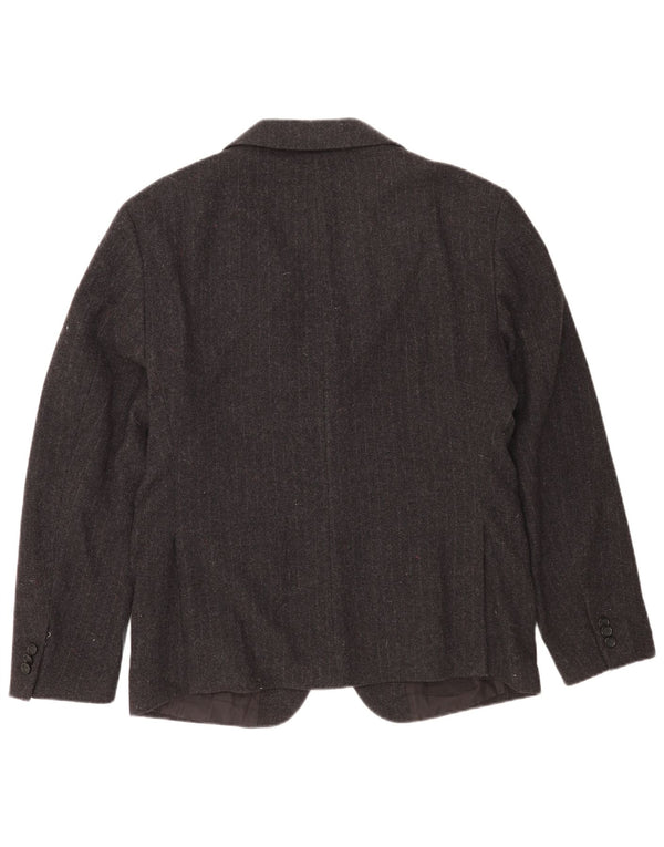 Jaqueta blazer masculina Zara com 2 botões EU 52 lã listrada cinza grande