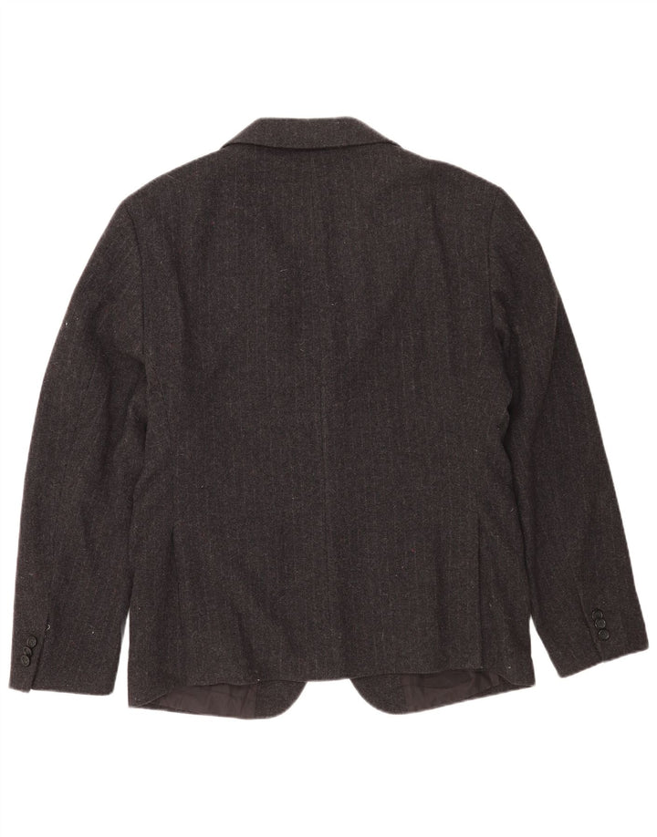 Jaqueta blazer masculina Zara com 2 botões EU 52 lã listrada cinza grande