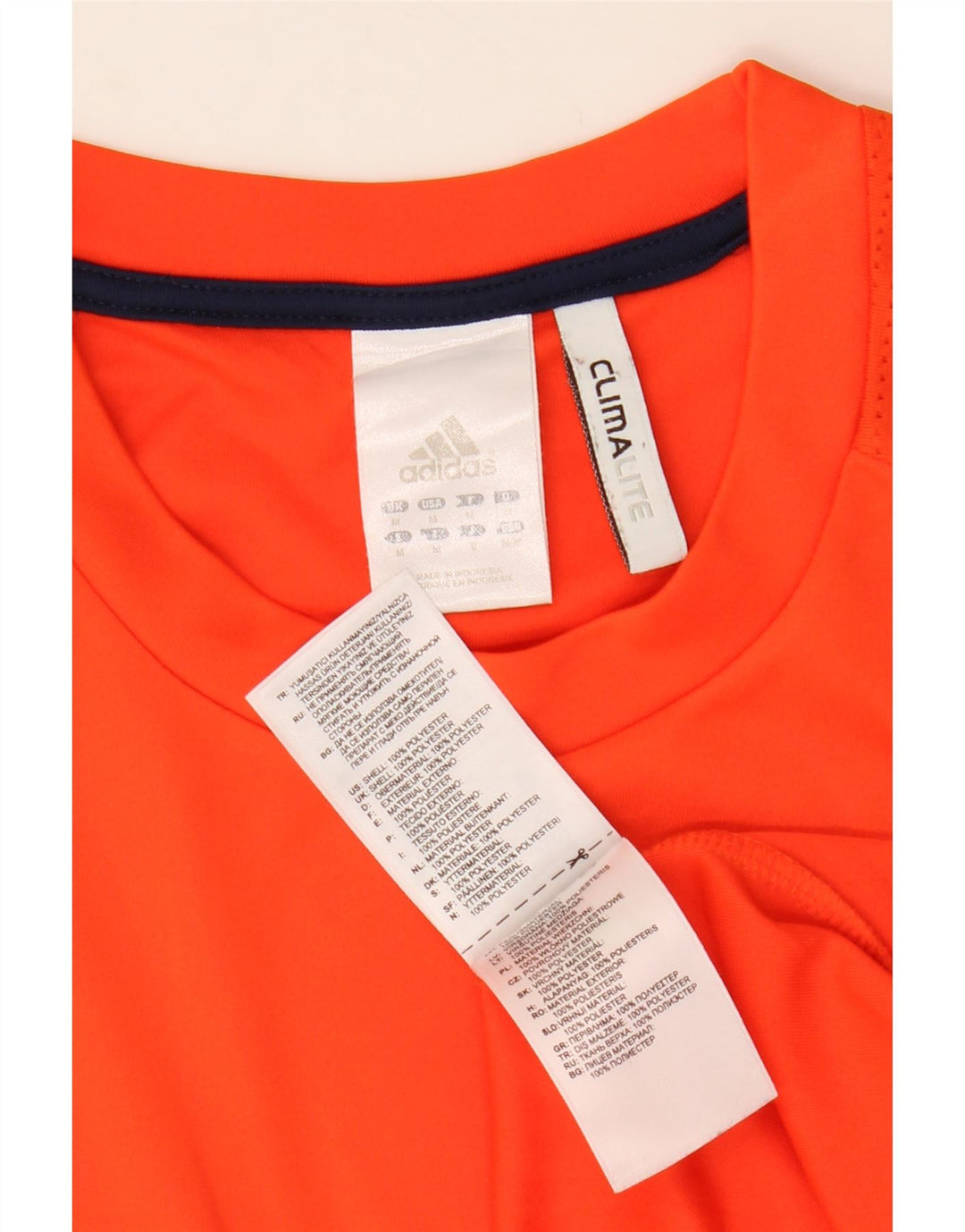 Adidas Masculino Climalite Camiseta Top Médio Laranja Colorblock Poliéster
