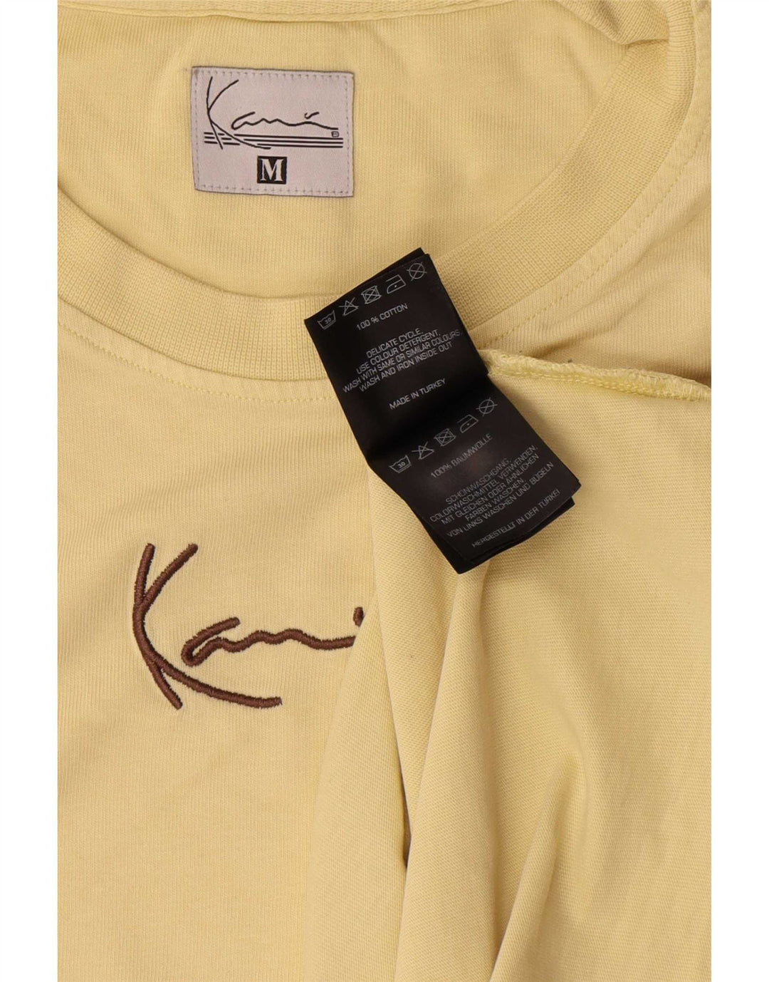 Camiseta gráfica masculina Karl Kani Top médio algodão amarelo