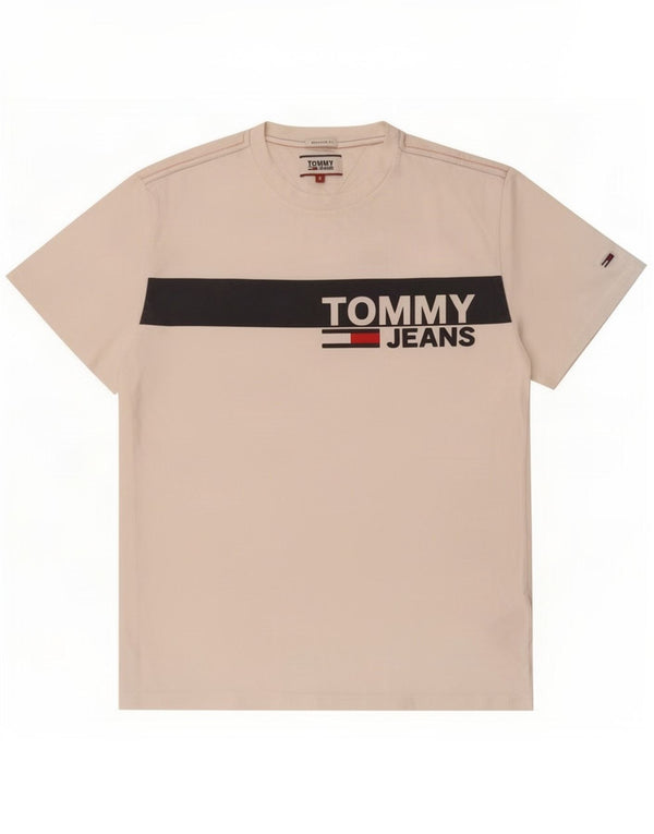 Tommy Hilfiger Camiseta masculina regular fit gráfica top pequeno bloco colorido branco