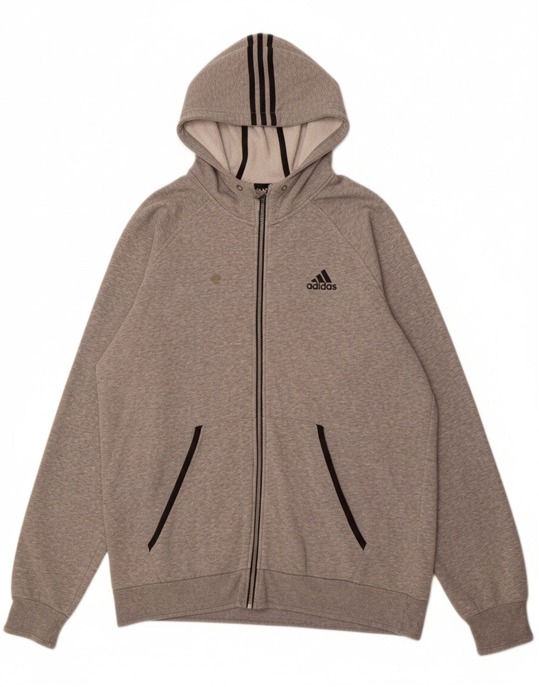 ADIDAS Suéter masculino com capuz e zíper alto XL cinza algodão