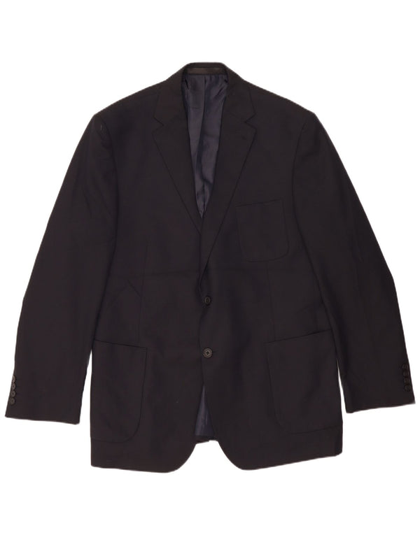 Jaqueta blazer masculina longa de 2 botões Marks & Spencer Reino Unido 44 XL azul marinho