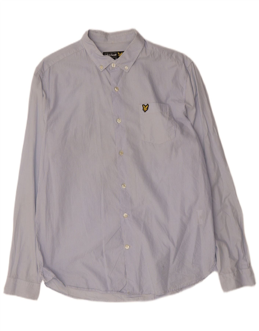 Camisa masculina LYLE & SCOTT grande algodão listrado azul