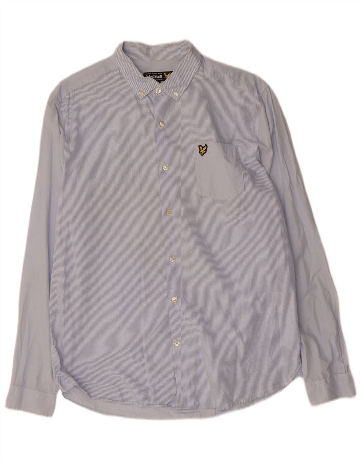 Camisa masculina LYLE & SCOTT grande algodão listrado azul