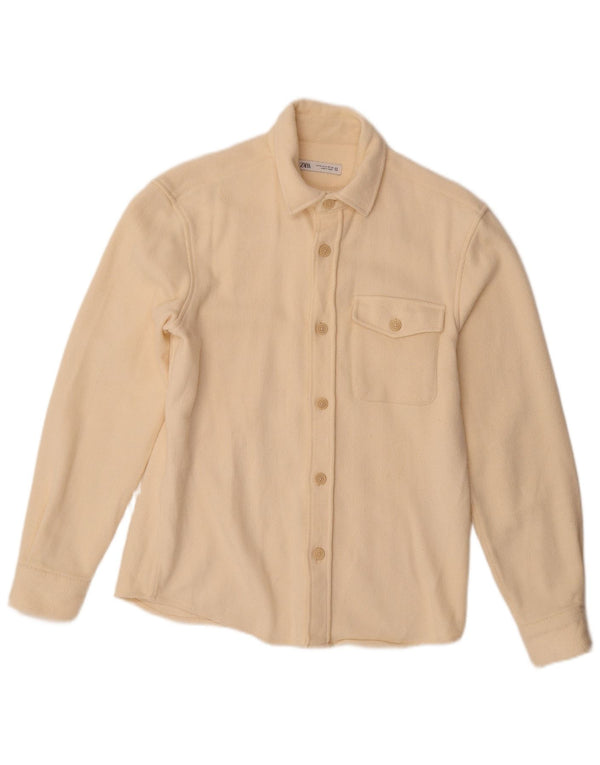 Zara Camiseta masculina de flanela média bege poliéster