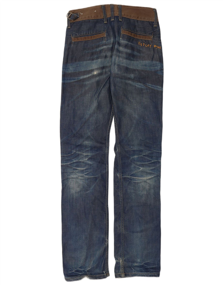 Replay Mens Distressed Slim Jeans W28 L34 Azul Algodão