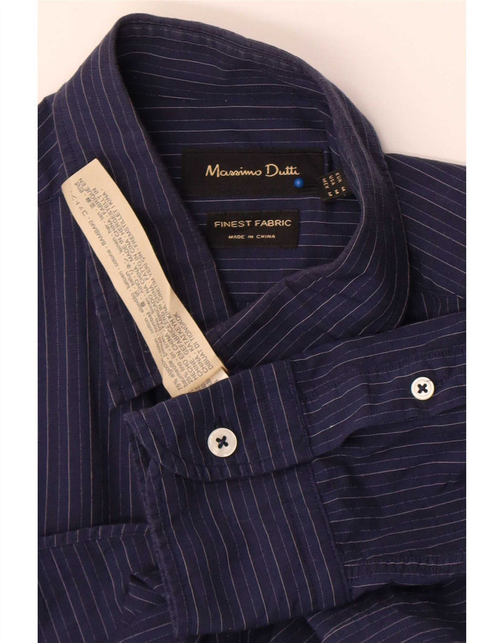 Camisa masculina Massimo Dutti de algodão listrado azul marinho médio