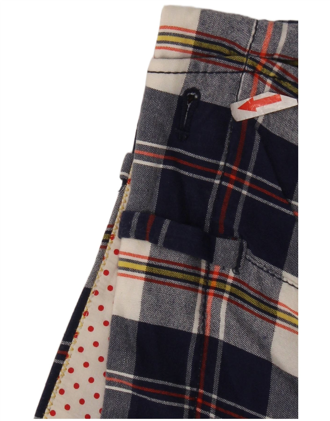 J. Crew Shorts Chino Feminino US 4 Pequeno W30 Azul Marinho Xadrez Algodão