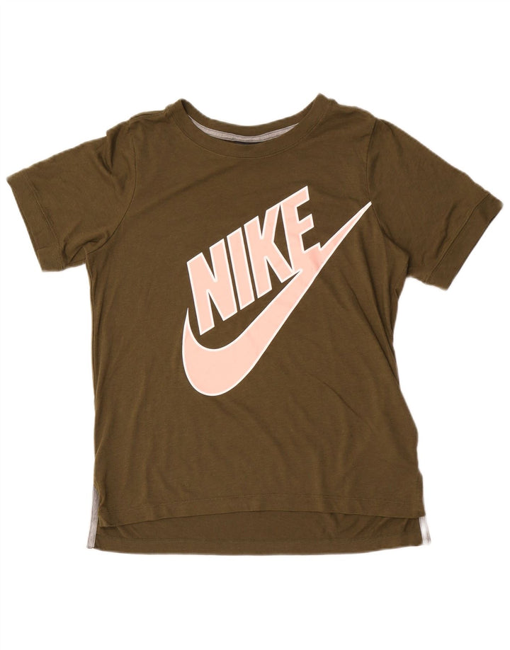 Camiseta Nike Feminina Graphic Top UK 10 Pequena Cáqui Poliéster
