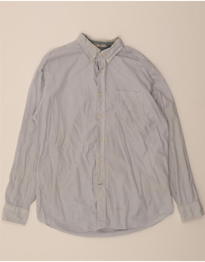 NAUTICA Mens Shirt Large Blue Pinstripe Cotton Vintage Nautica and Second-Hand Nautica from Messina Hembry 