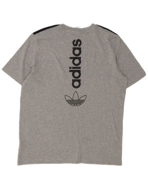 Adidas Mens Graphic T-Shirt Top Grande Cinza Colorblock Algodão