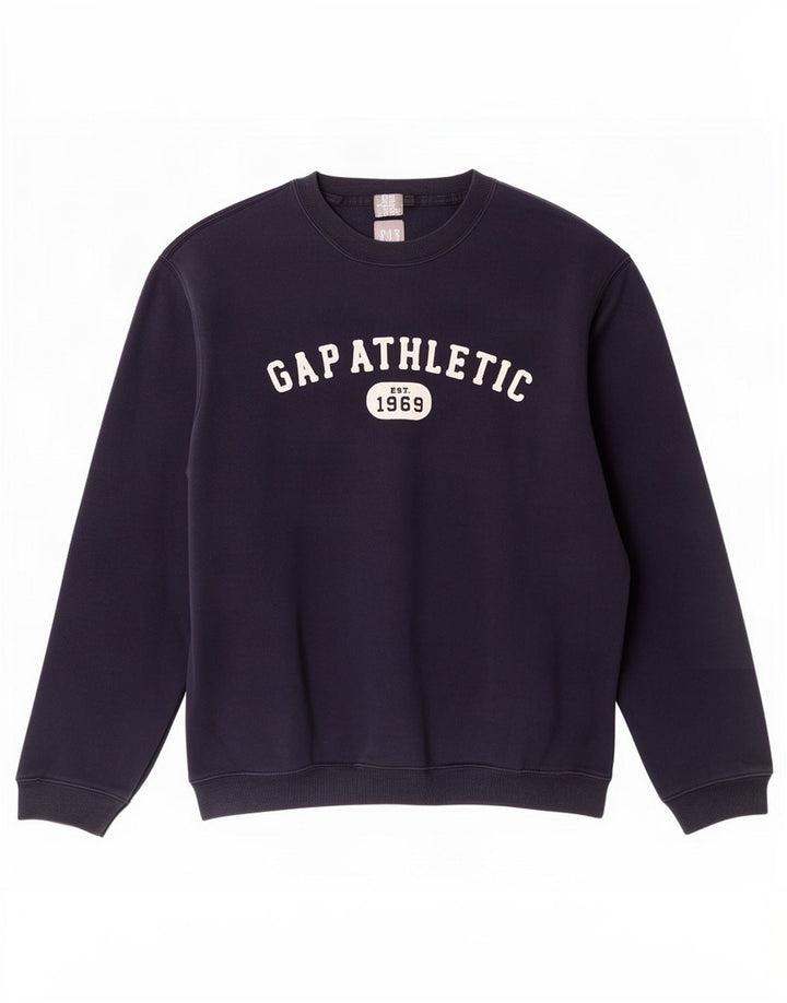 Gap moletom gráfico masculino jumper médio azul marinho algodão
