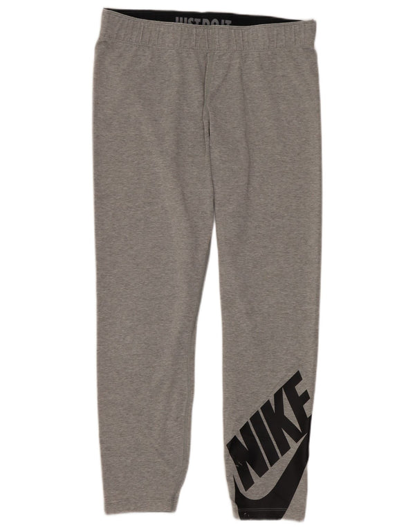 Leggings Nike Femininas Graphic Crop UK 14 Grande Cinza Algodão Esportes