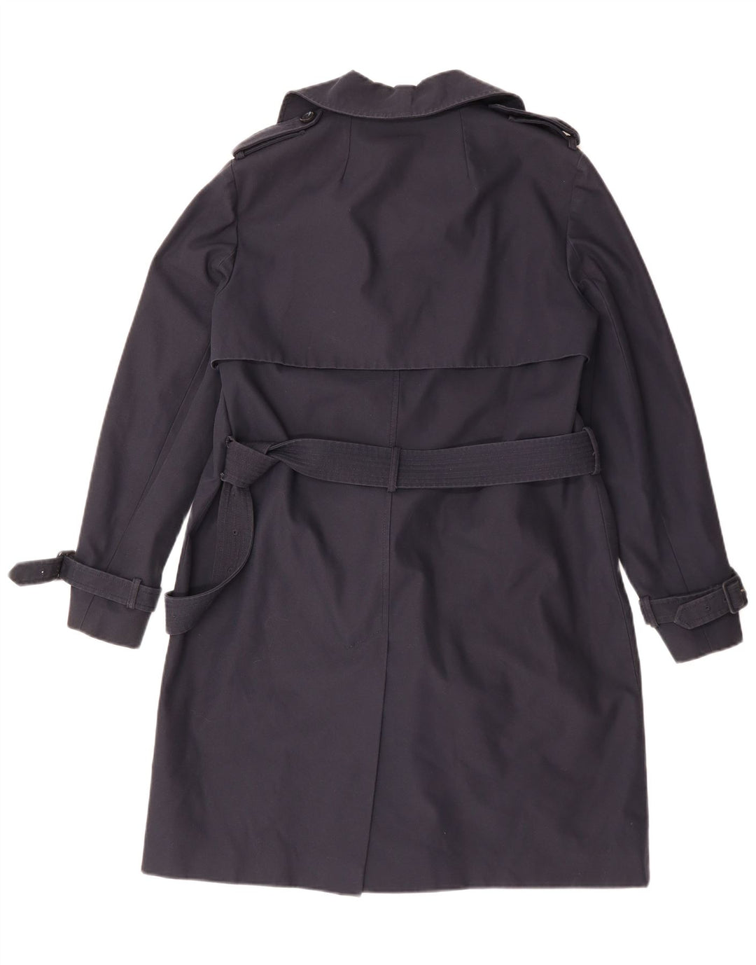 WAREHOUSE Trench Coat feminino Reino Unido 16 grande poliéster azul marinho