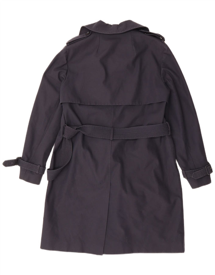 WAREHOUSE Trench Coat feminino Reino Unido 16 grande poliéster azul marinho