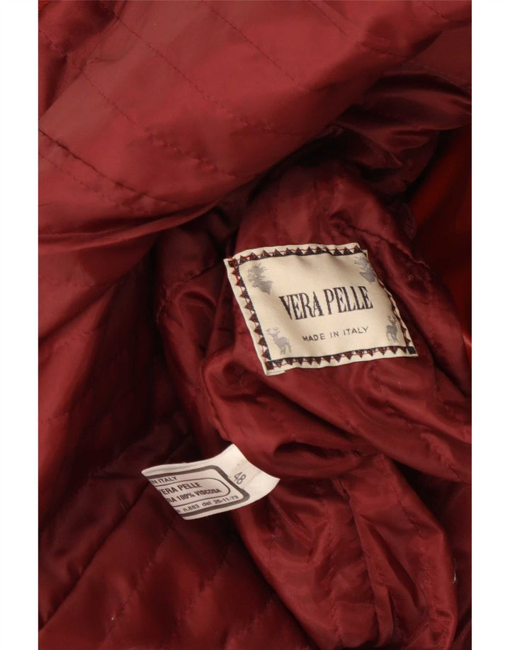 Casaco de couro feminino vintage IT 48 XL marrom