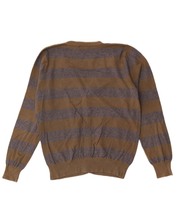 Suéter cardigã masculino Zara grande listrado cáqui