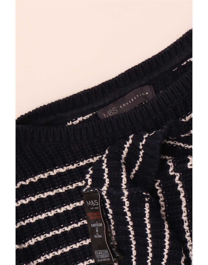 Suéter feminino Marks & Spencer com gola canoa Reino Unido 14 médio azul marinho