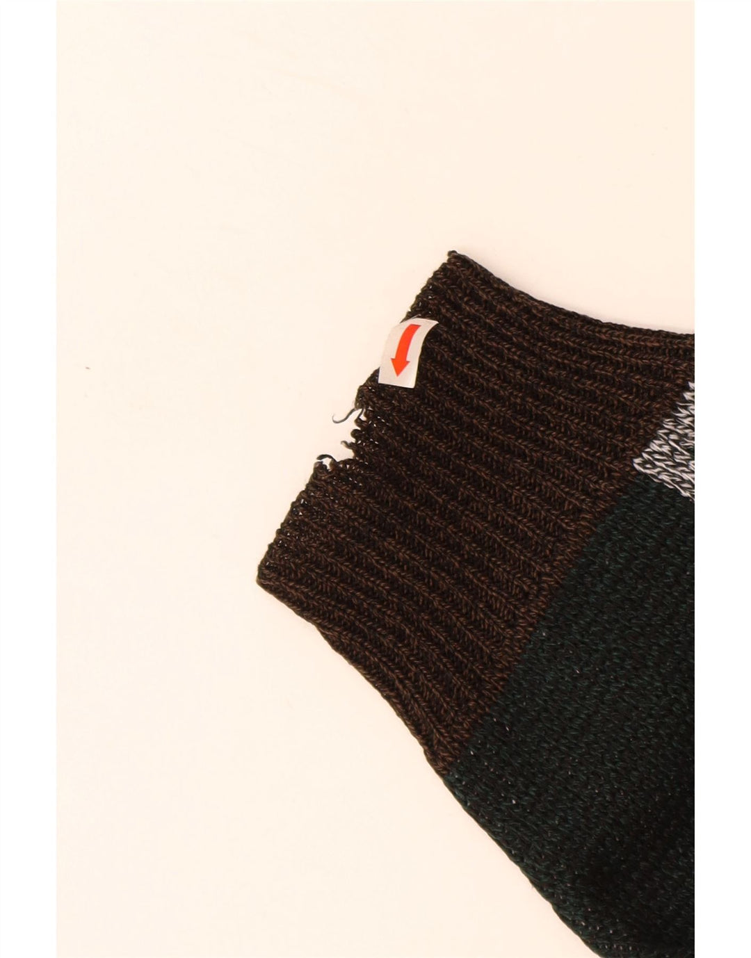 Suéter masculino VINTAGE com gola redonda XL marrom colorblock acrílico