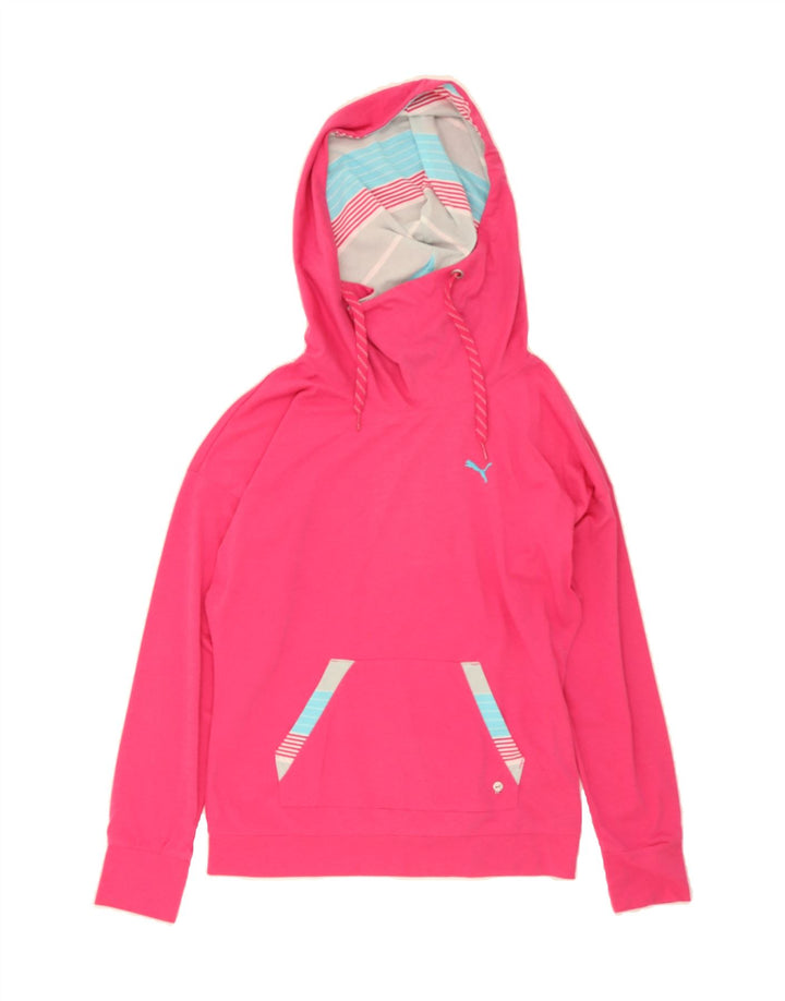 PUMA Womens Oversized Hoodie Jumper UK 12 Medium Pink Cotton Vintage Puma and Second-Hand Puma from Messina Hembry 