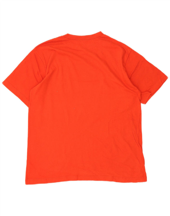 Camiseta masculina gráfica Benetton Top pequeno algodão laranja