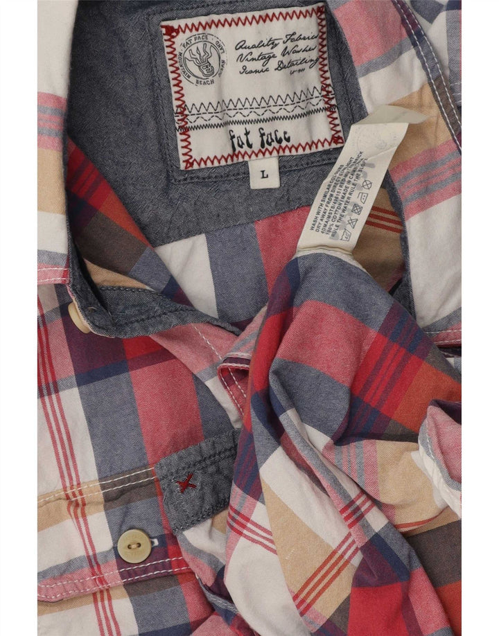 Camisa masculina de manga curta Fat Face Classic Fit grande xadrez multicolorido