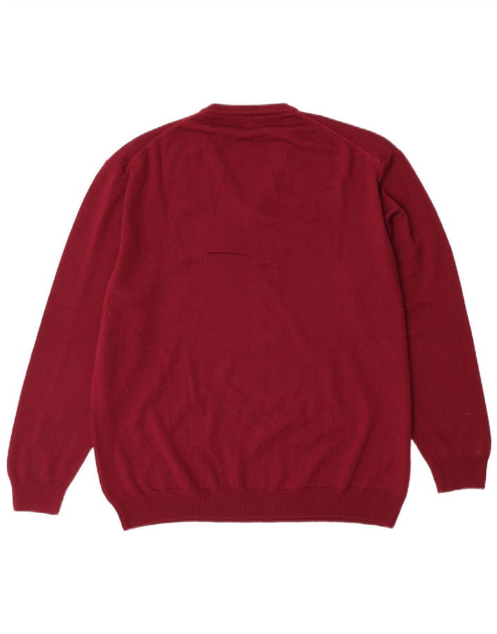 Suéter masculino VINTAGE com decote em V IT 50 lã virgem marrom médio
