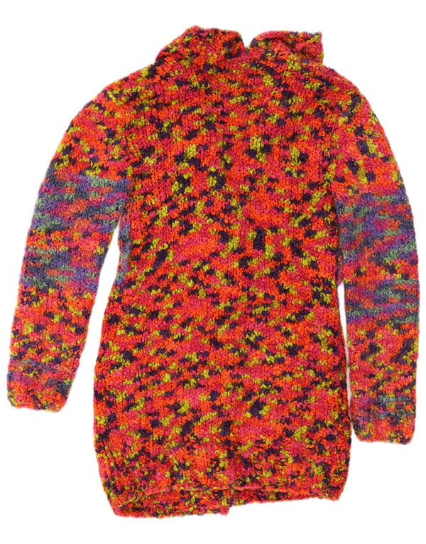 Camisola Cardigan Longline Feminina Vintage Reino Unido 8 Pequenas Salpicadas Multicoloridas