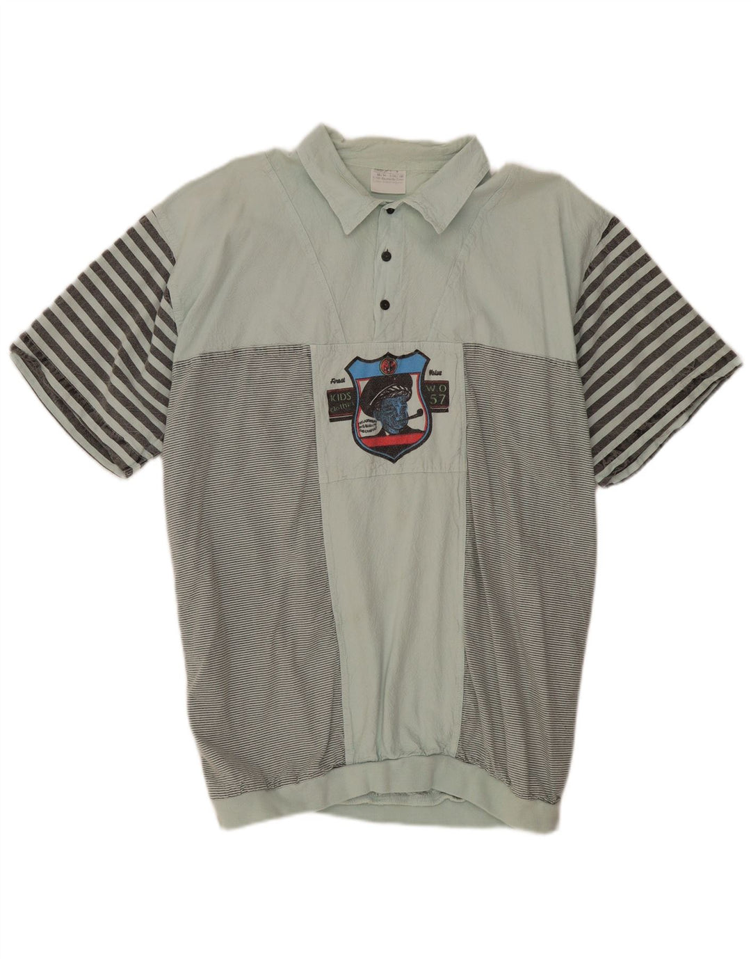 Camisa pulôver masculina VINTAGE de manga curta IT 52/54 listrada verde grande
