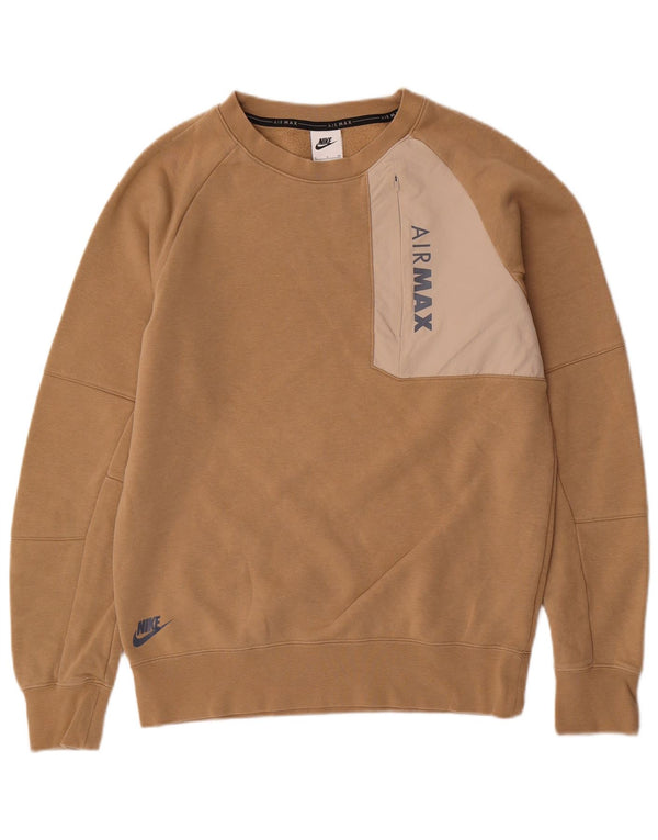 Nike Mens Air Max Graphic Sweatshirt Jumper Small Beige Colourblock Sports
