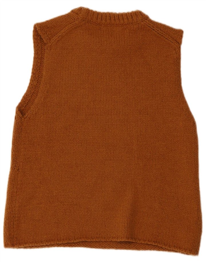 Zara Womens Vest Tank Top UK 12 Médio Marrom Acrílico