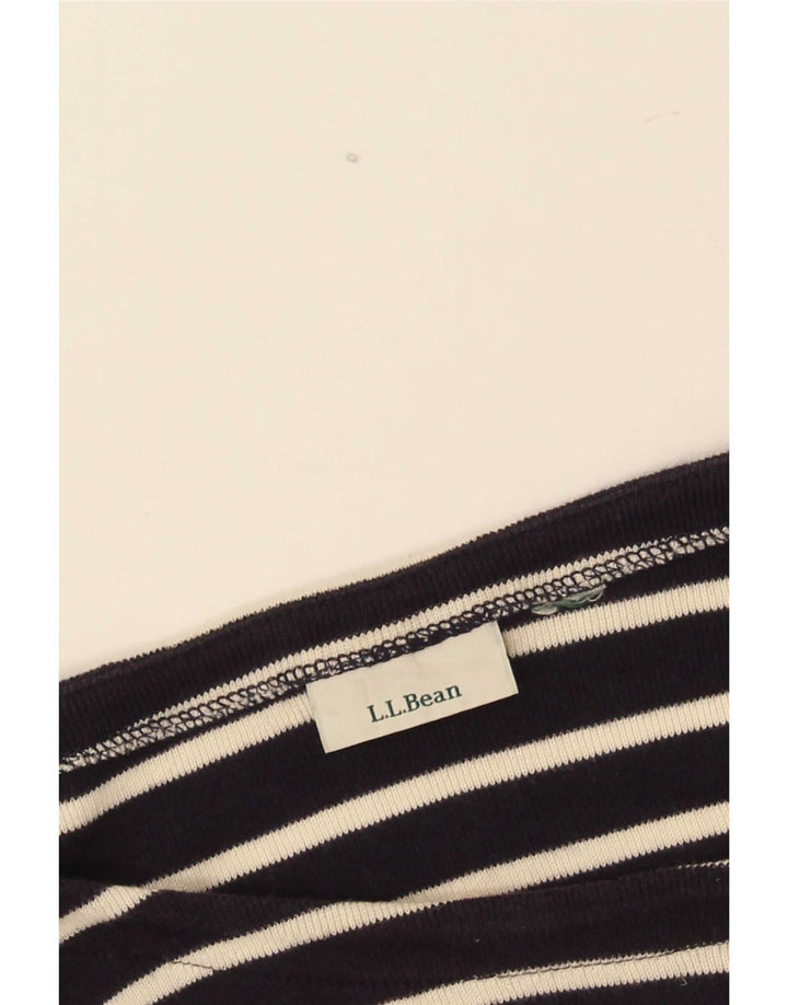 L.L.Bean Top feminino manga 3/4 Reino Unido 14 médio listrado azul marinho