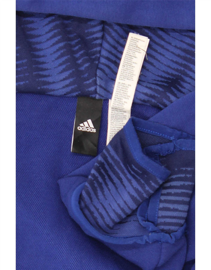 Adidas masculino zip moletom com capuz médio algodão azul