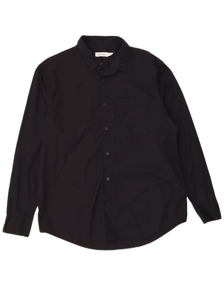 Camisa masculina CALVIN KLEIN de algodão preto médio