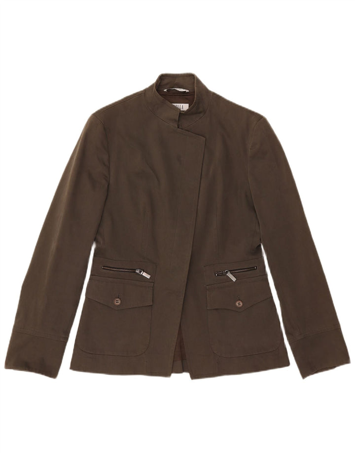 Jaqueta Blazer Feminina Marella Reino Unido 10 Pequeno Algodão Marrom