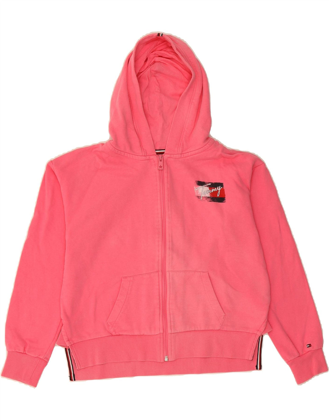 TOMMY HILFIGER Girls Zip Hoodie Sweater 13-14 Years Pink Cotton Vintage Tommy Hilfiger and Second-Hand Tommy Hilfiger from Messina Hembry 