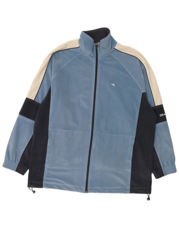 Diadora Mens Velour Full Tracksuit UK 44 XL Azul Colourblock Poliéster