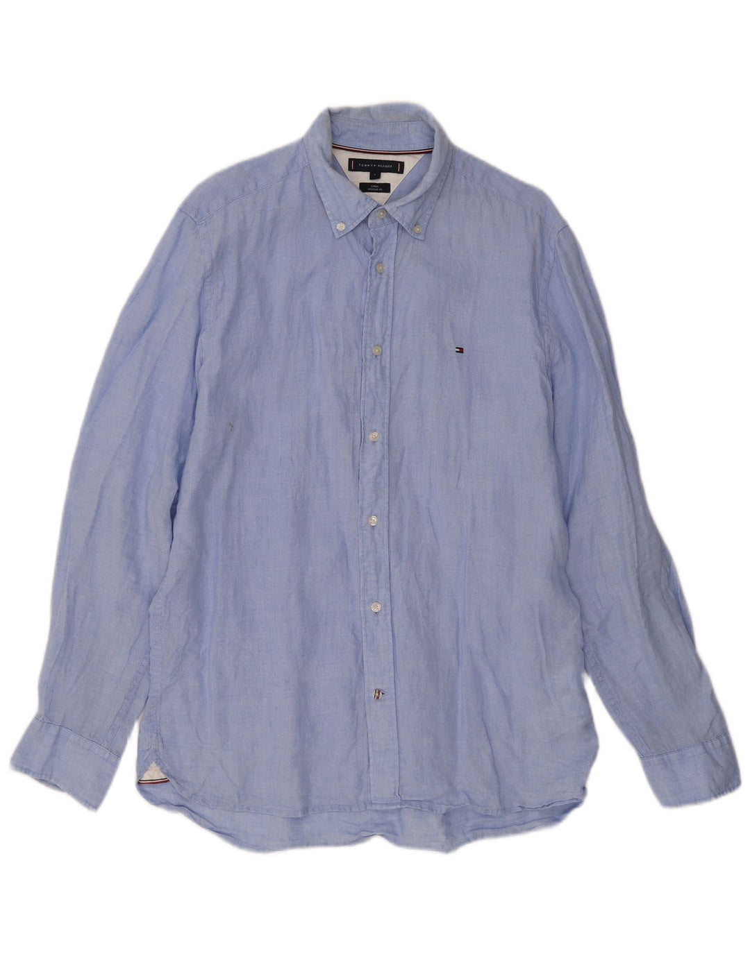 Camisa masculina TOMMY HILFIGER regular fit grande linho azul