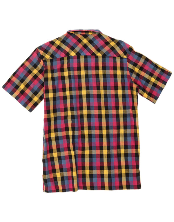Camisa Wrangler masculina de manga curta tamanho 37 14 1/2 pequena guingão multicolorido