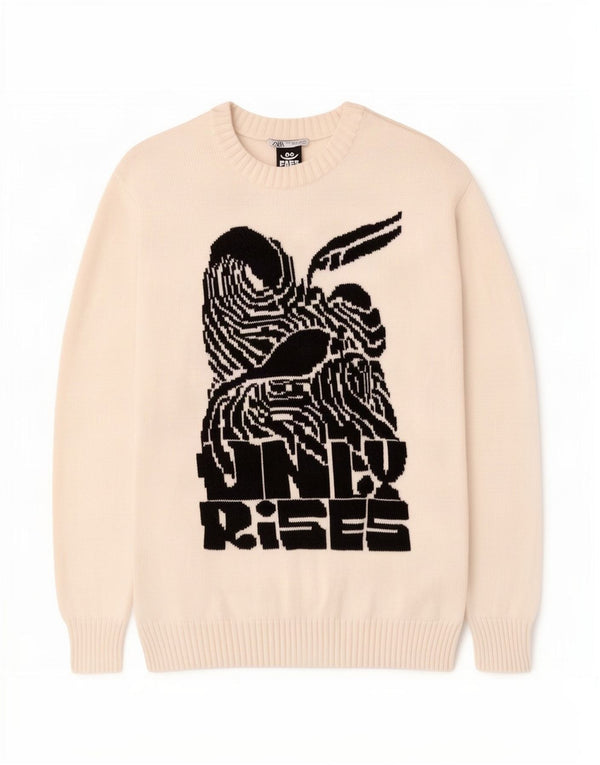 Suéter masculino Zara com gola redonda e algodão branco pequeno