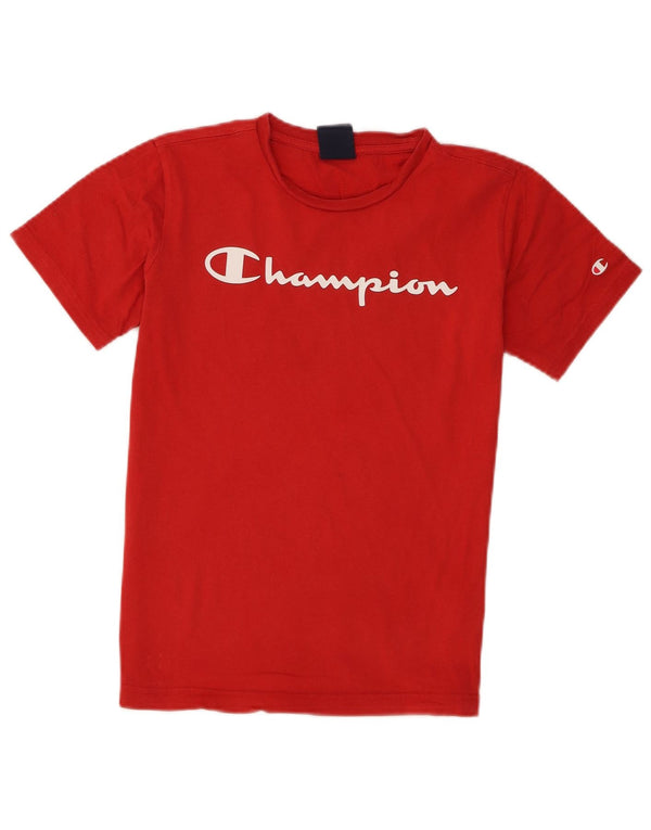 Camiseta estampada Champion Boys 11-12 anos grande algodão vermelho