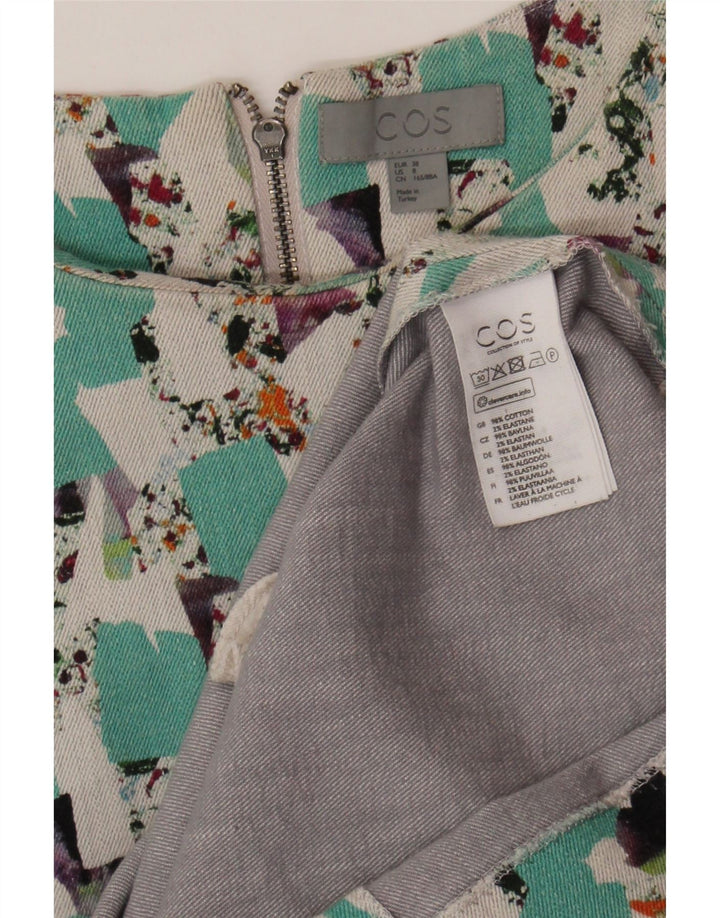 Cos Womens Regular Shift Dress EU 38 Médio Algodão Geométrico Multicolorido