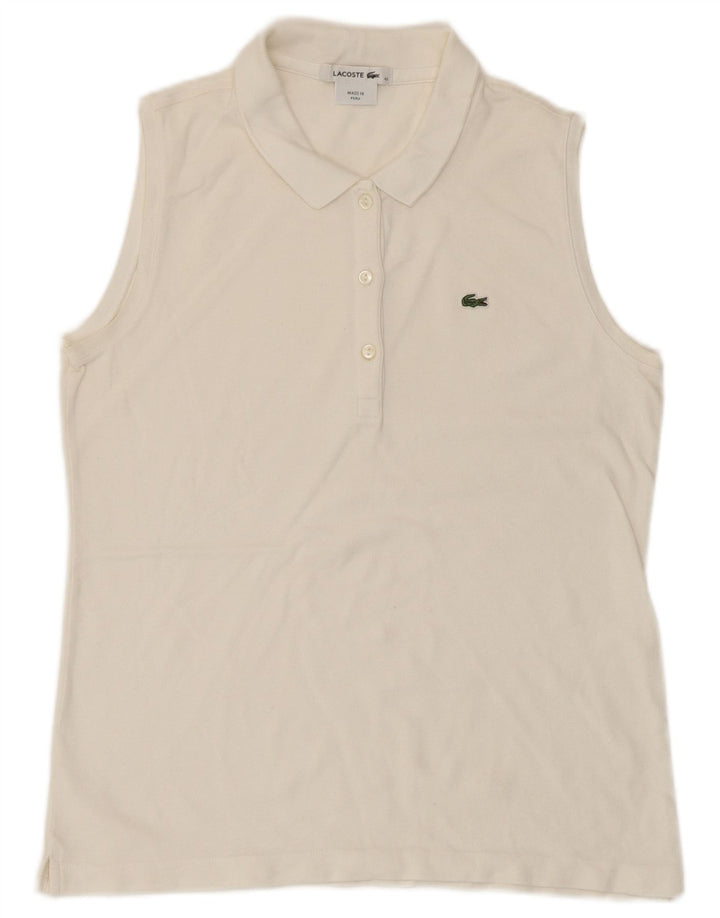 Camisa polo feminina sem mangas Lacoste tamanho 42 grande branco