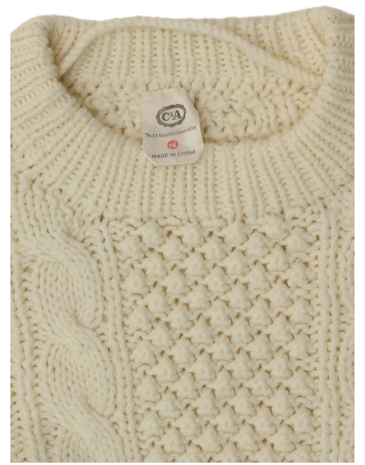 Suéter feminino C&A com gola redonda UK 18 XL branco acrílico